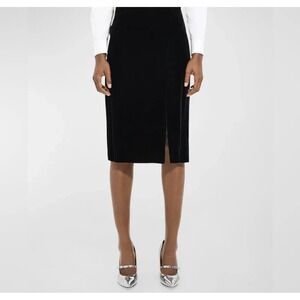 Theory Skirt Womens 0 Purple High Waist Velvet Side Slit Pencil‎ Midi Dressy